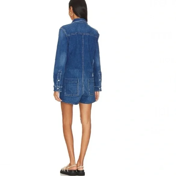 Frank & Eileen Ireland Italian Dream Denim Playsuit Romper Size Large - Picture 2 of 11